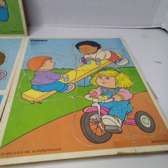 Vintage 1991 Cabbage Patch Kids Puzzles Wood Lot of 4 Playskool Ages 2-5 - Picture 6 of 11